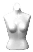 Ladies blouse form may be used with a base and upright or as a freestanding counter display.  Available in white, black or fleshtone.