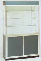 Wall case with three adjustable glass shelves